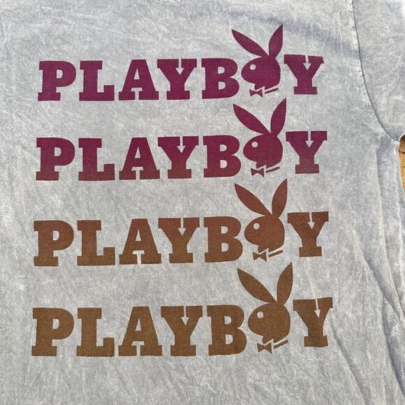 Playboy ~ Grey Tshirt ~ size Medium ~ distressed look knit - Picture 5 of 9